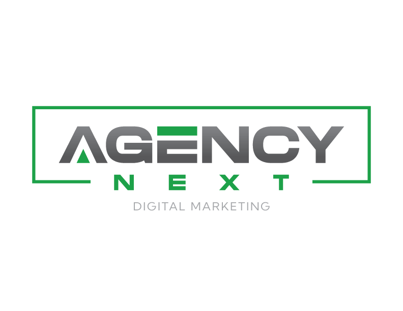 The logo for agency next digital marketing is green and black.