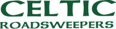 The logo for celtic road sweepers is green and white.