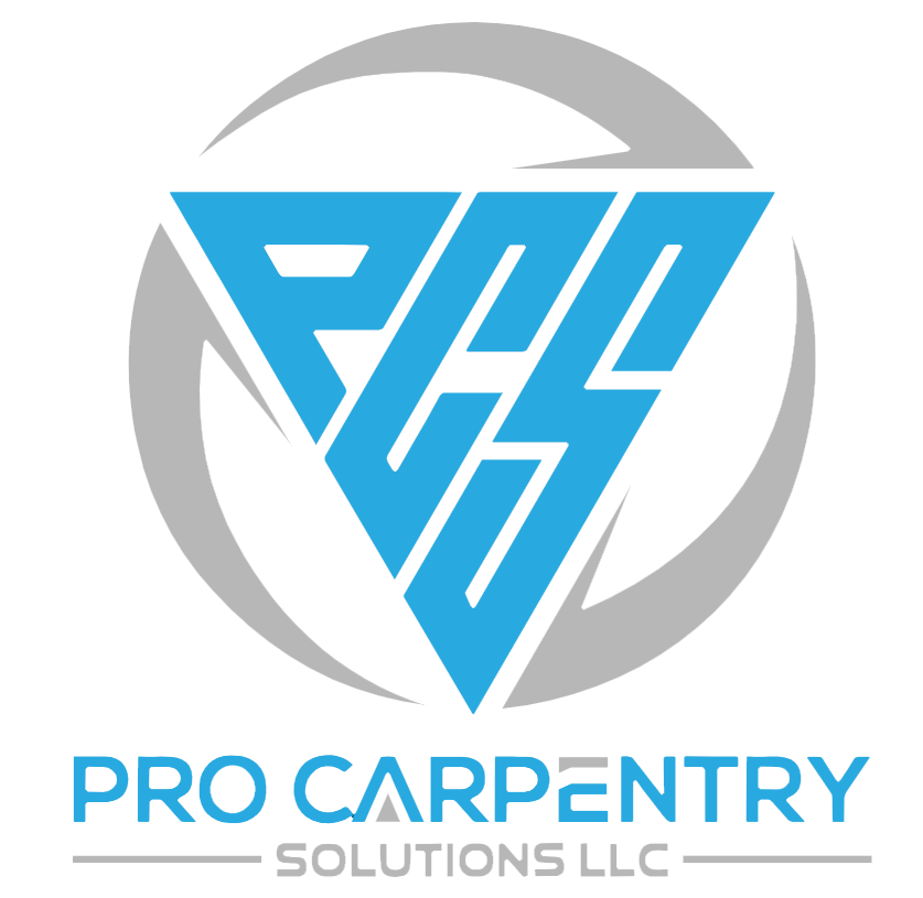 Logo for Pro Carpentry Solutions LLC: Blue triangle with 