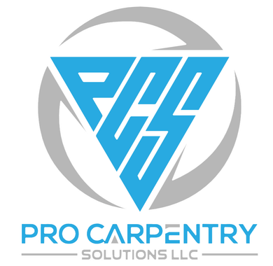Logo for Pro Carpentry Solutions LLC: Blue triangle with 