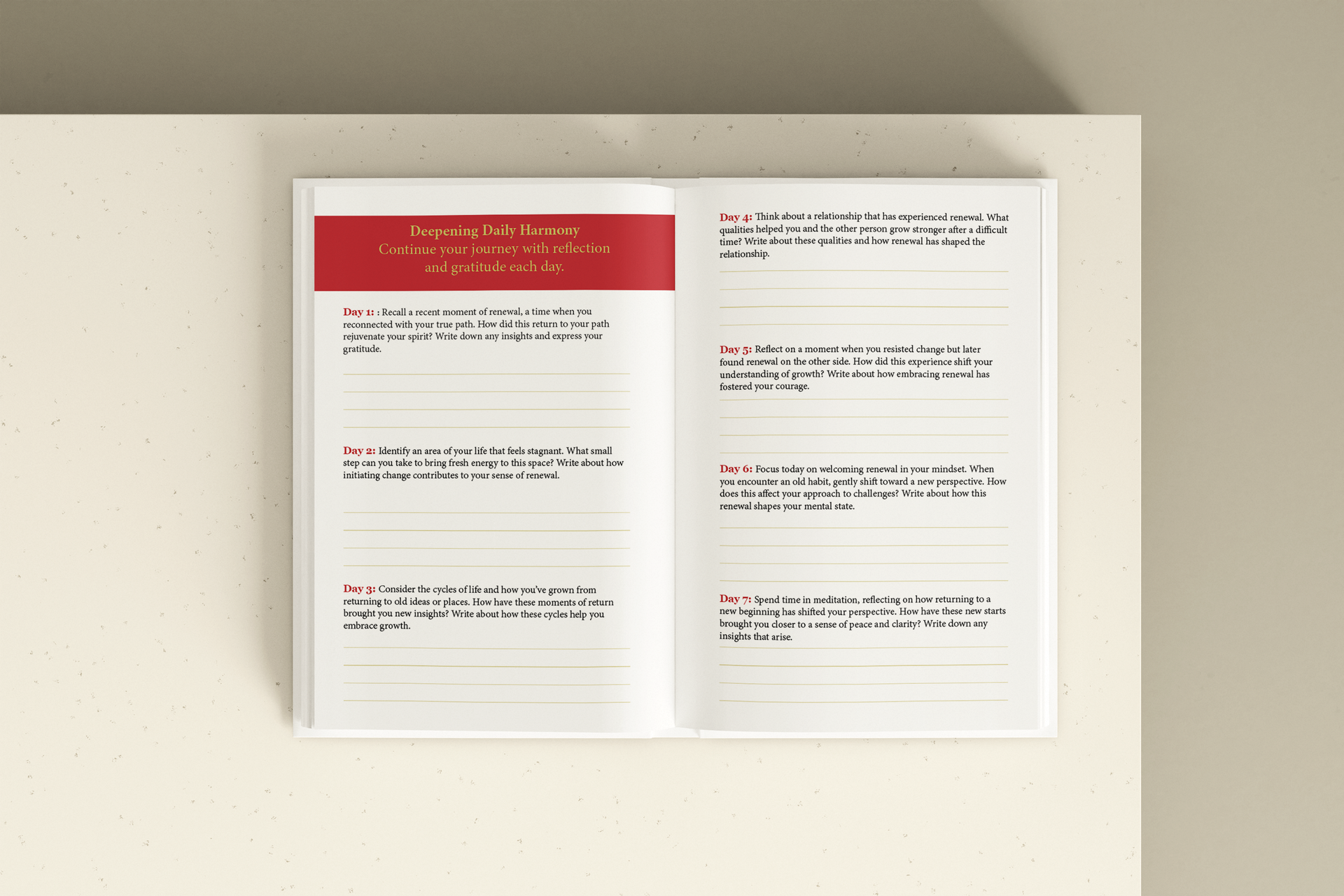 Reflection page from Cultivating Gratitude in the Dao by Daisy Harrison, featuring Dao-inspired gratitude prompts