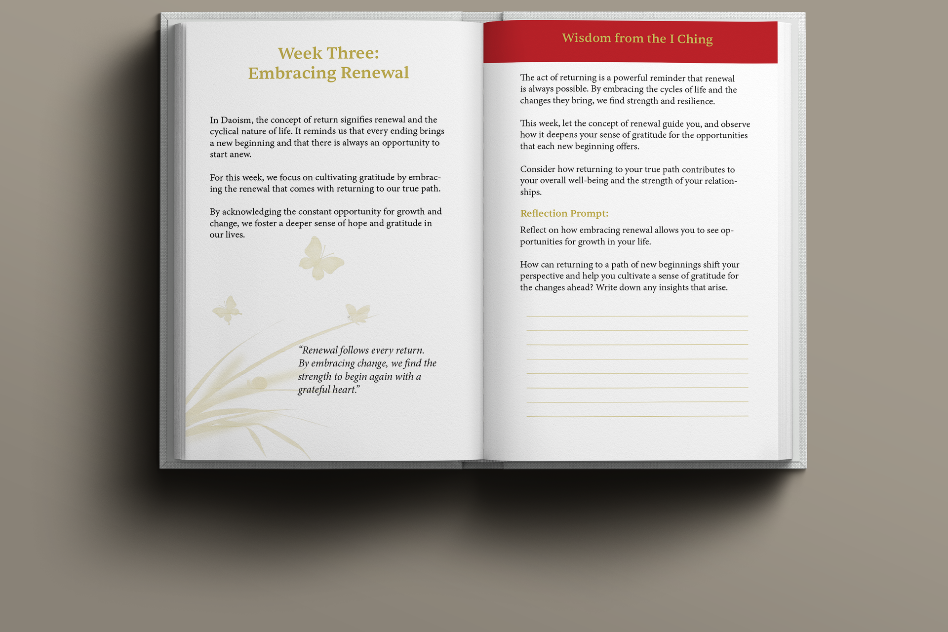 Open page view of Cultivating Gratitude in the Dao with gratitude exercises and Daoist teachings