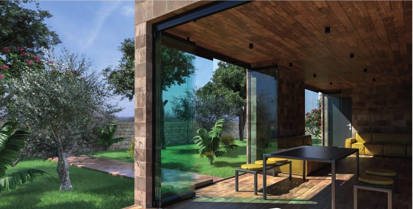 Vetrata panoramica con vista natura