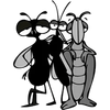 Cartoon of a fly, mosquito, and grasshopper standing together, looking thoughtful.