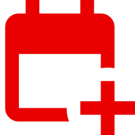 Red calendar icon with a plus sign, indicating add event.
