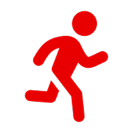 Red icon of a person running.