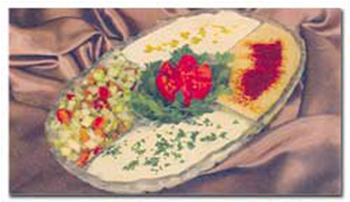 Must O'Kheiar, Must O'Mousir, Hummus and Shirazi Salad. — Persian Food in Anaheim, CA