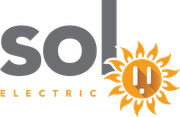 A logo for sol electric with a sun in the middle