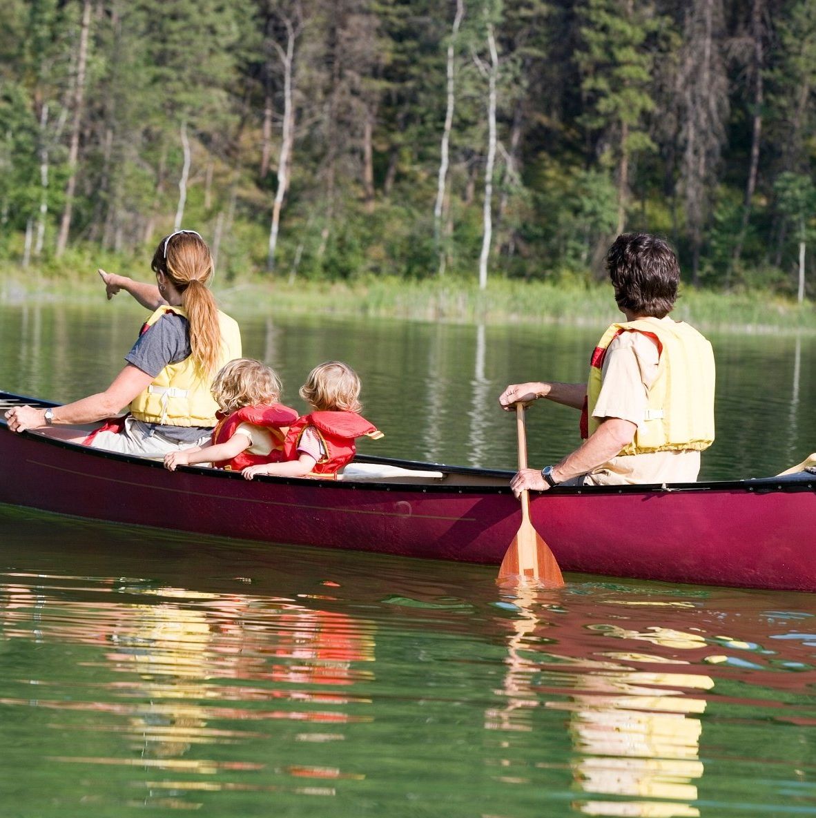 family in canoe