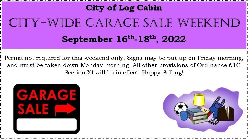 A coupon for a city wide garage sale weekend