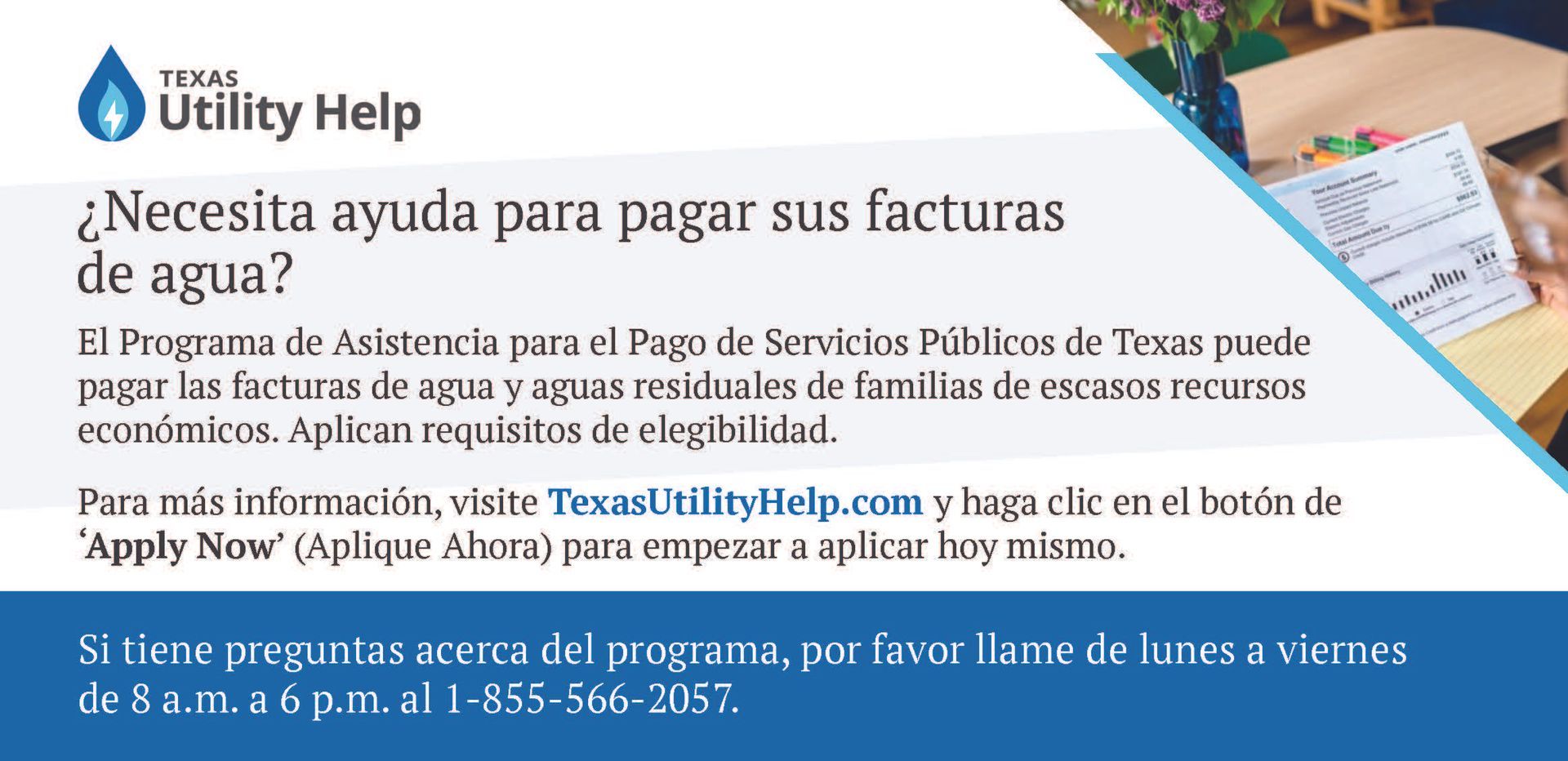 Texas Utility Help program announcement in spanish