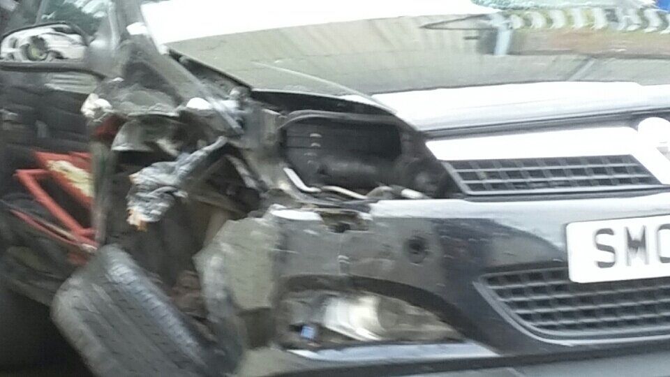 front view of a damaged car