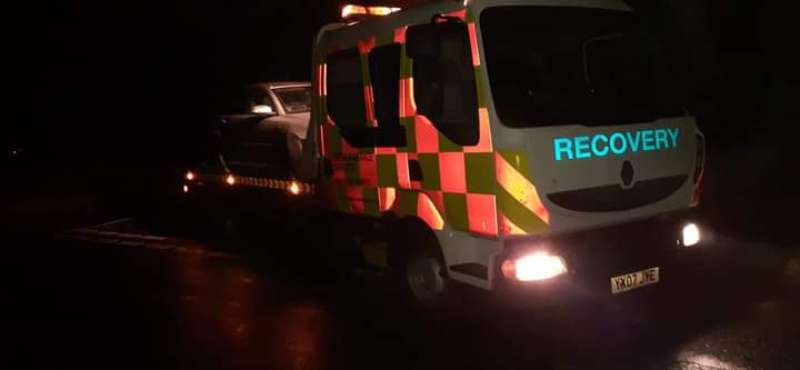 recovery truck at night