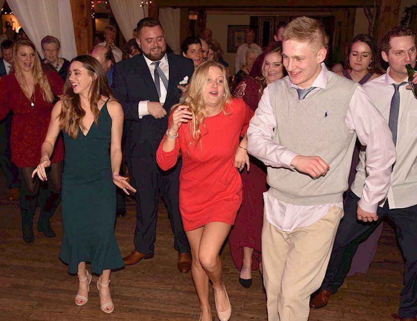 wedding guests dancing at bedford village inn NH