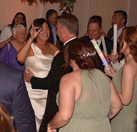 wedding guests dancing at bedford village inn NH