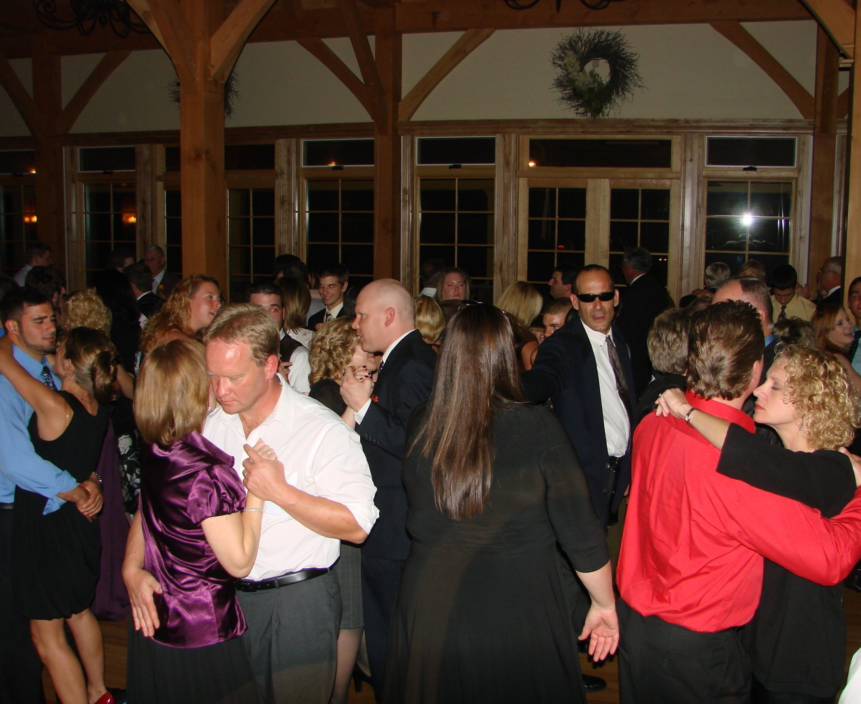 wedding guests DJ dancing at Red Barn at Outlook Farm, South Berwick, Maine