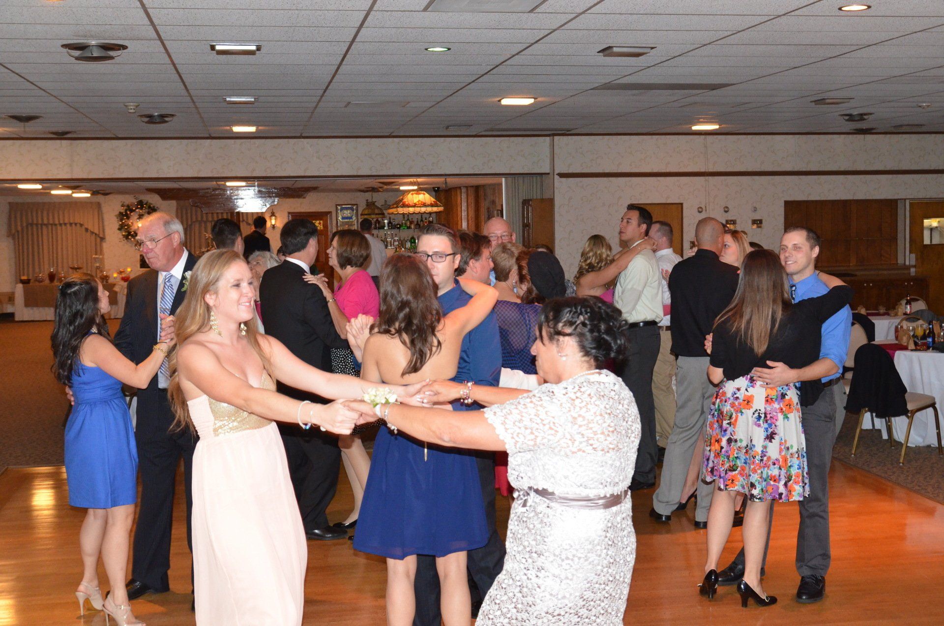 wedding guests dancing at Harris' Pelham Inn New Hampshire