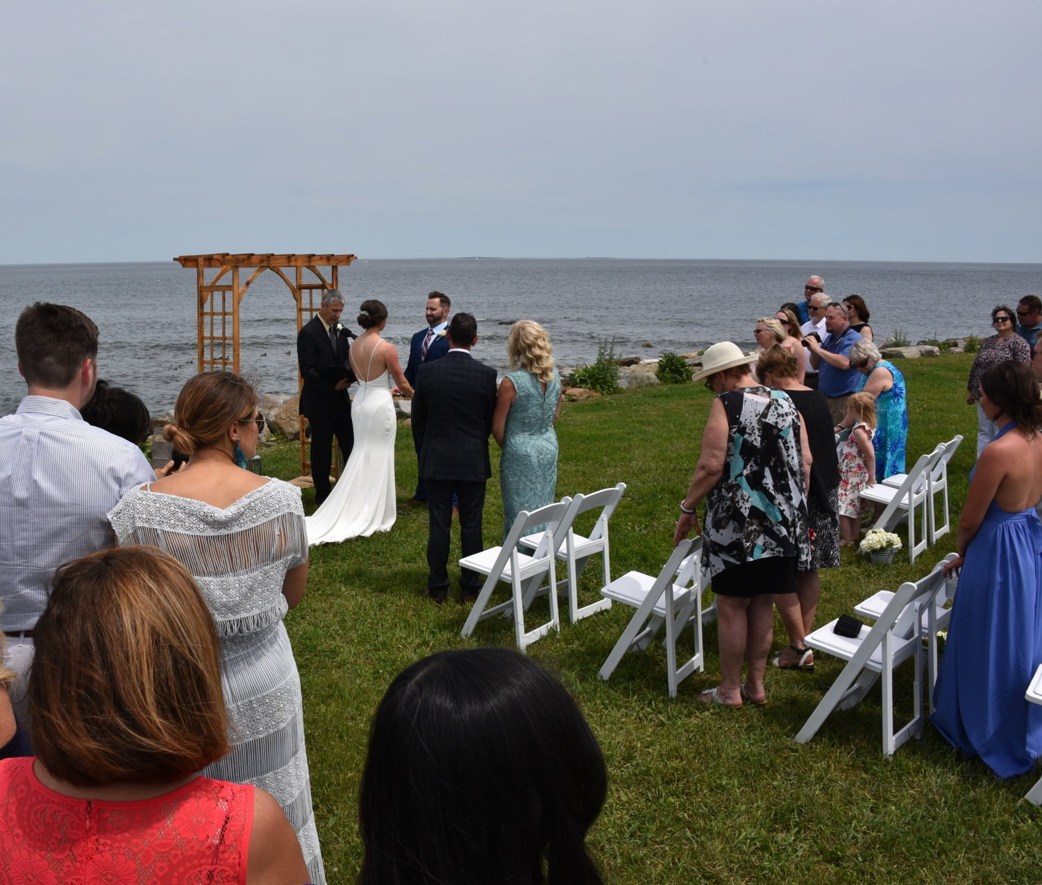 NH wedding ceremony DJ guests dancing at Rye Harbor State Park, Rye, NH