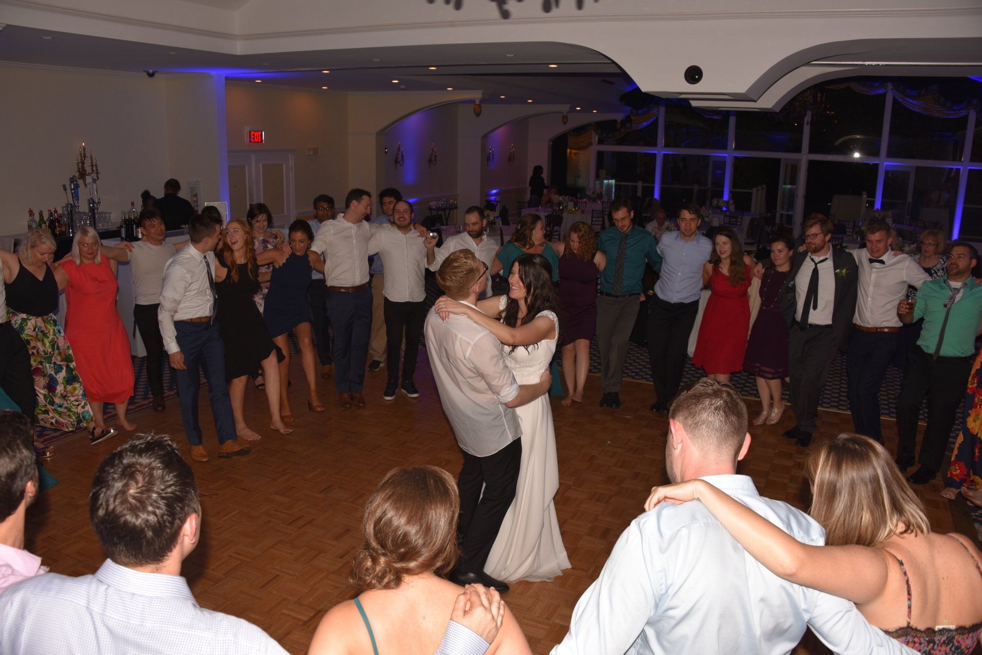 wedding guests dancing at mountain view grand resort, whitefield, nh