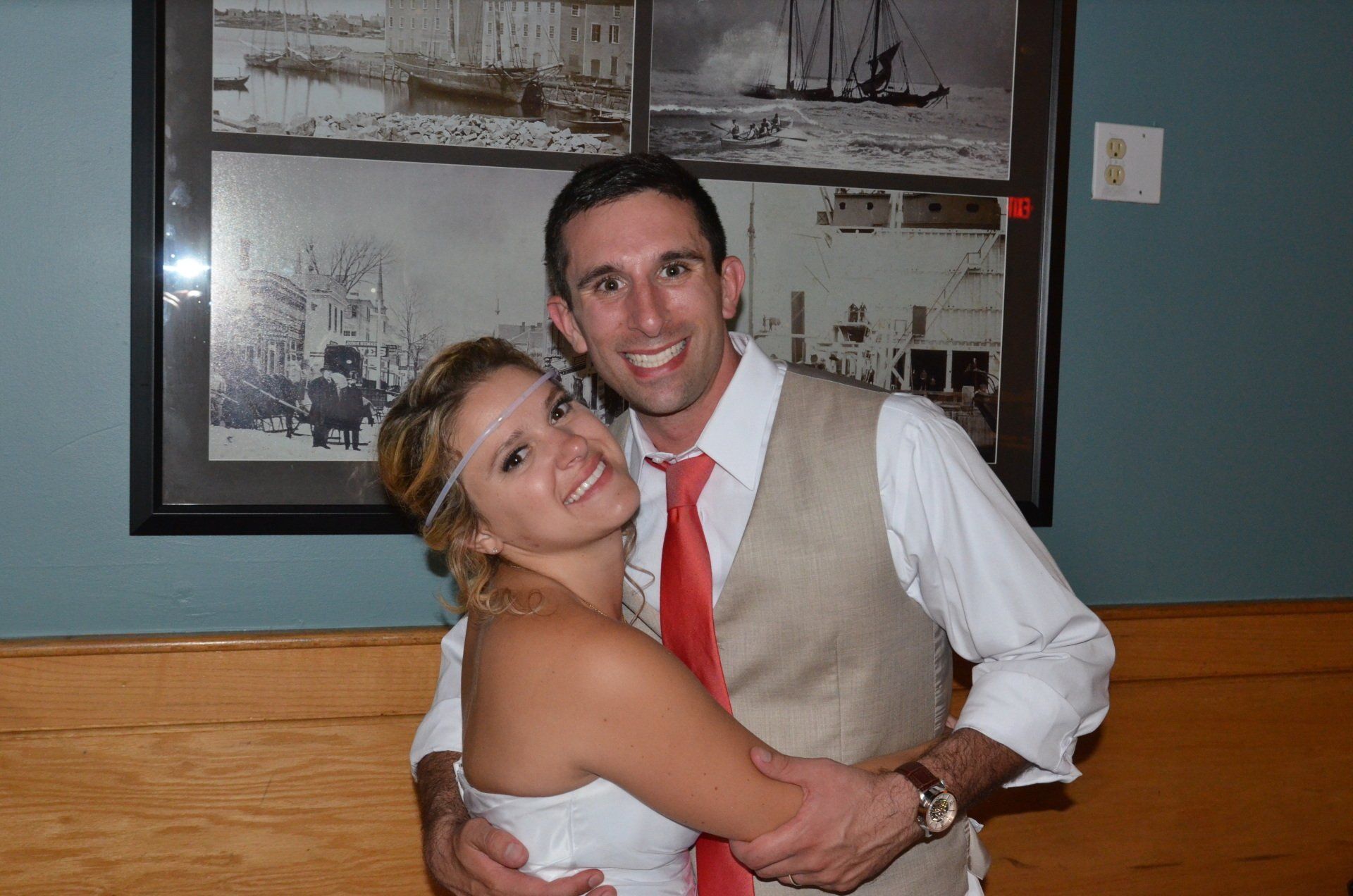 wedding DJ bride and groom at Michael's Harborside Restaurant, Newburyport, Massachusetts