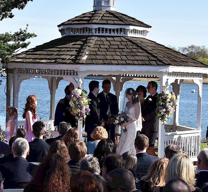 bride and groom Wedding Ceremony MA wedding DJ at Danversport Yacht Club, Danvers, Massachusetts