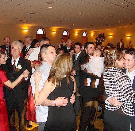 wedding guests dancing at the Executive Court, Manchester, NH