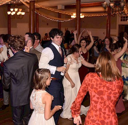 Wedding guests dance at Fratellos Italian Grille, Manchester, NH