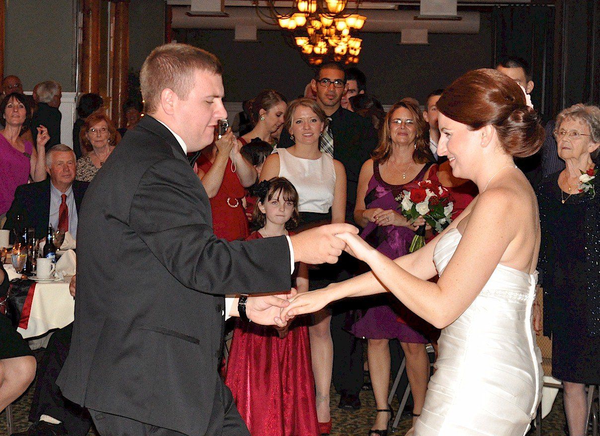 bride and groom first dance NH wedding DJ Fratellos Italian Grille, Manchester, New Hampshire