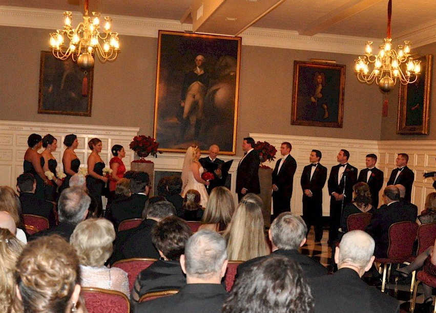 MA bride groom wedding ceremony at Harvard Club, Boston, Massachusetts