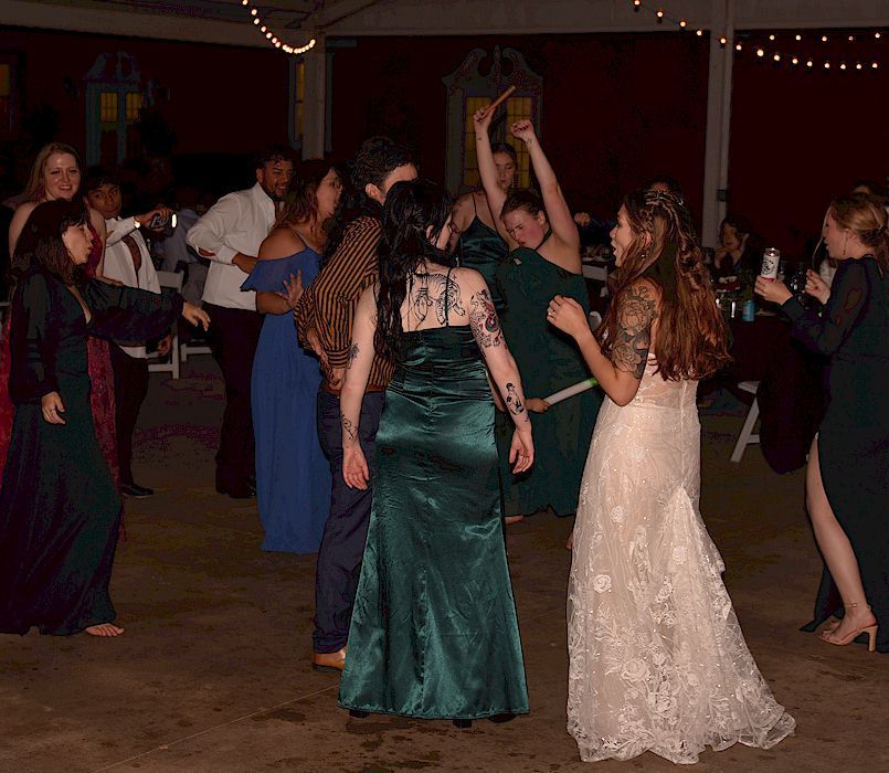 wedding guests dance at Hidden Hills, Rindge, New Hampshire