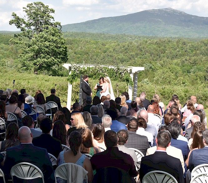 wedding ceremony at Monadnock Berries, Troy, NH