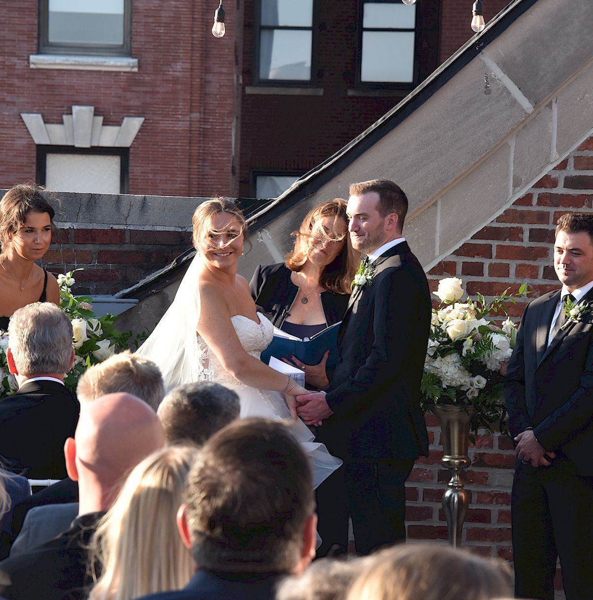 wedding ceremony on the roof at the Providence G, Rhode Island