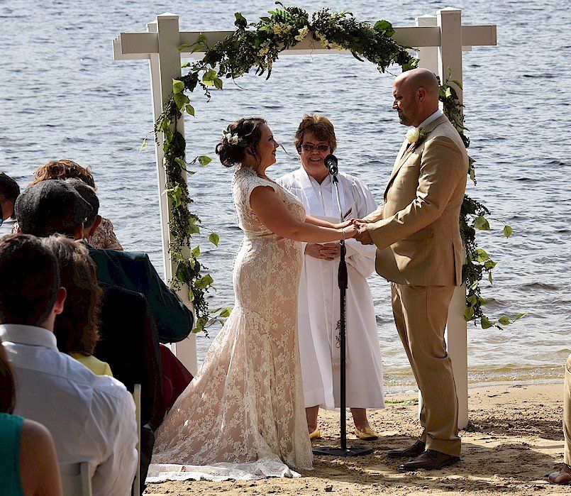 wedding ceremony at Woodbound Inn, Rindge, New Hampshire