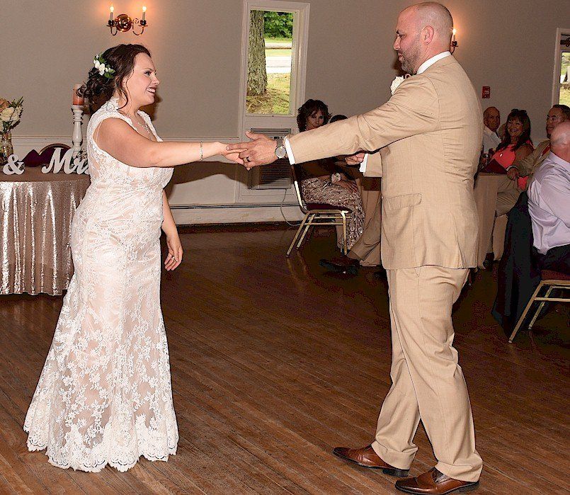 bride and groom first dance at Woodbound Inn, Rindge, New Hampshire