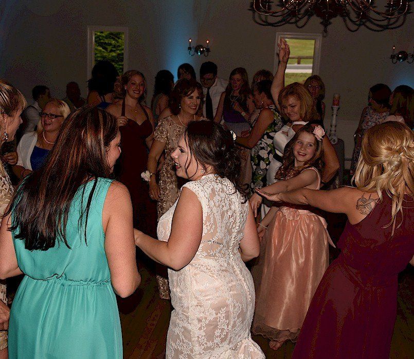 wedding guests dancing at Woodbound Inn, Rindge, New Hampshire