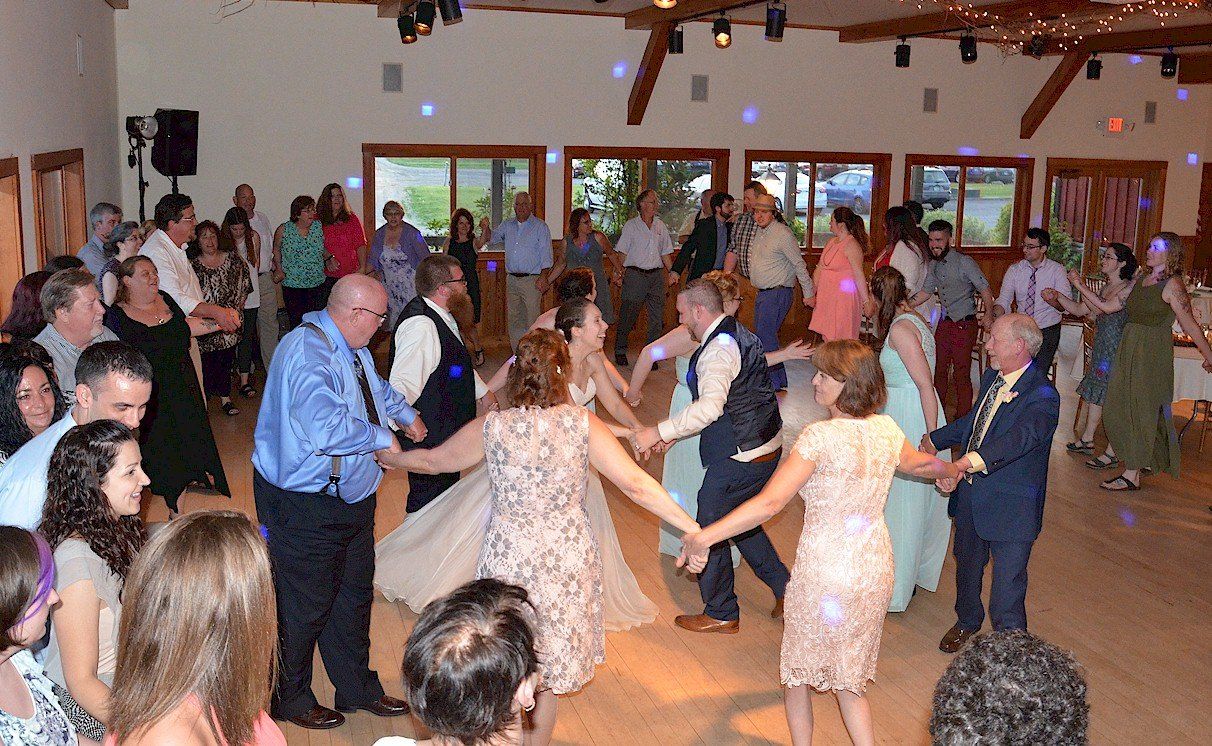 wedding guests dancing at Alyson's Orchard, Walpole, NH