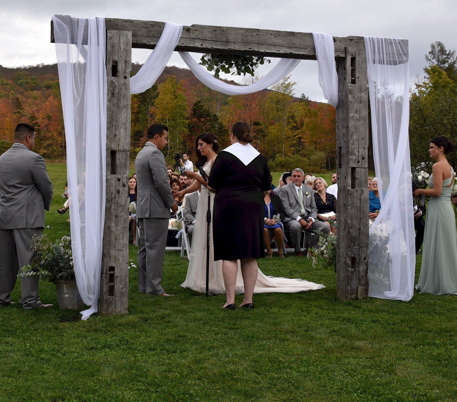 wedding ceremony at Bellevue Barn, Jefferson, NH