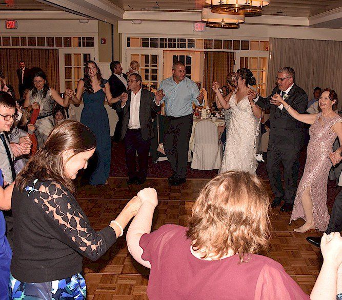 wedding guests dancing at Chase House, Meredith, New Hampshire