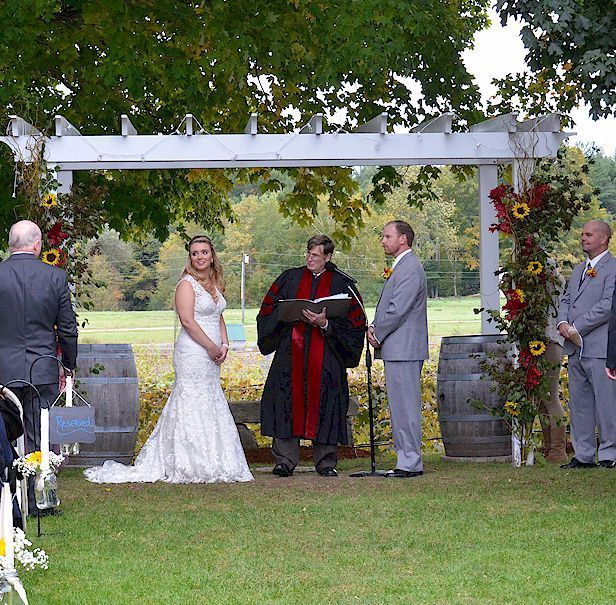 wedding ceremony at The Flag Hill Winery, Lee, New Hampshire