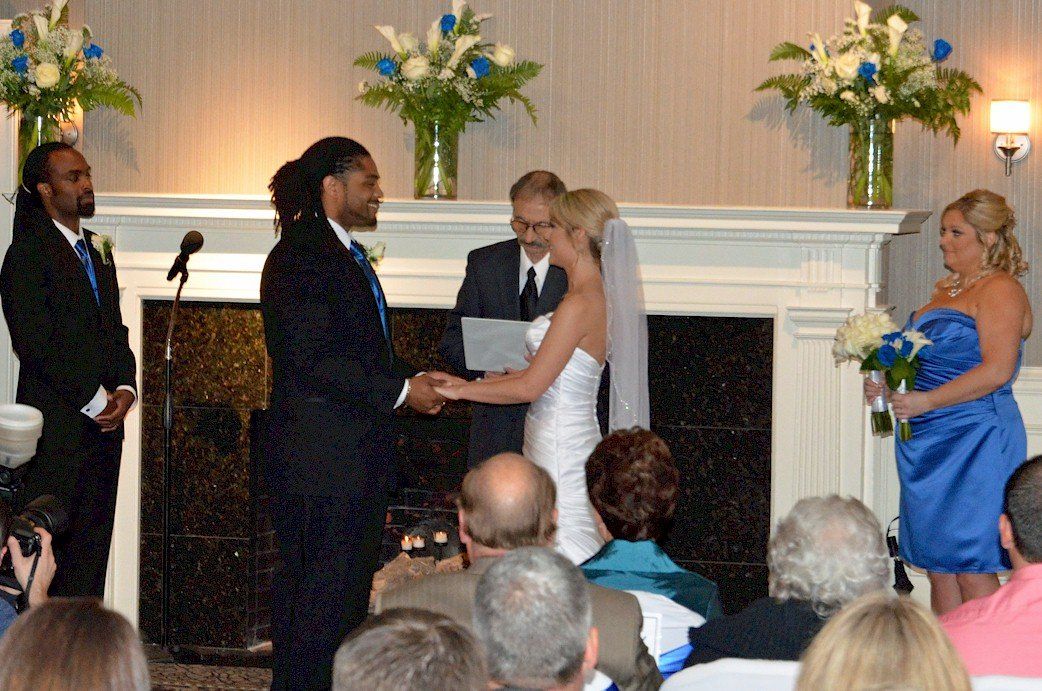 bride and groom wedding ceremony  at Manchester Country Club, Bedford, New Hampshire