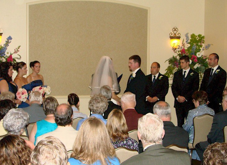 wedding ceremony at Meeting House at the Union Bluff Hotel, York Beach, Maine