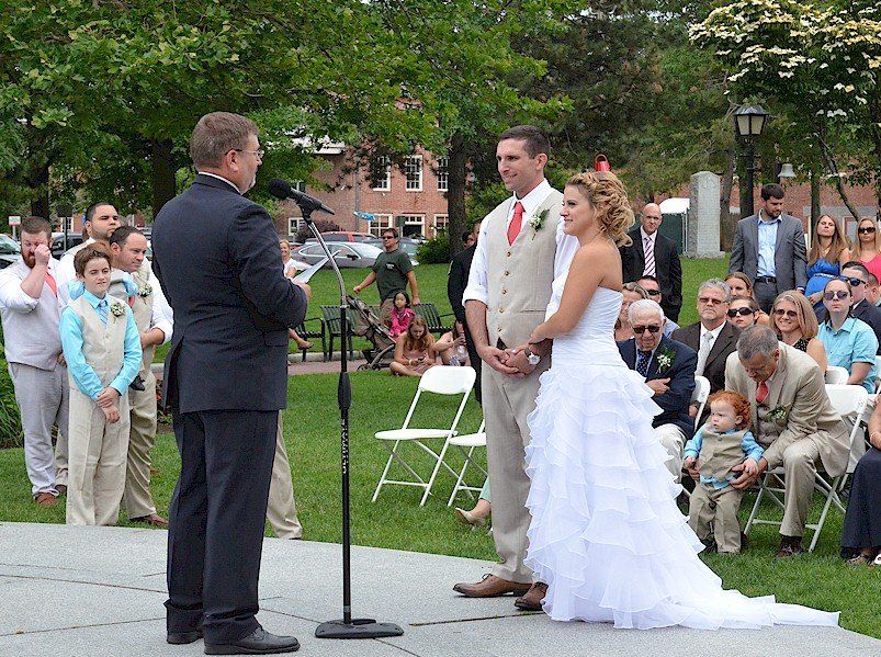 wedding ceremony at Michael's Harborside Restaurant, Newburyport, Massachusetts