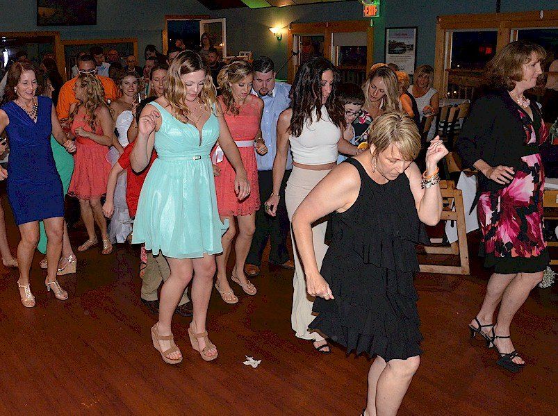 wedding guests DJ dancing at Michael's Harborside Restaurant, Newburyport, Massachusetts