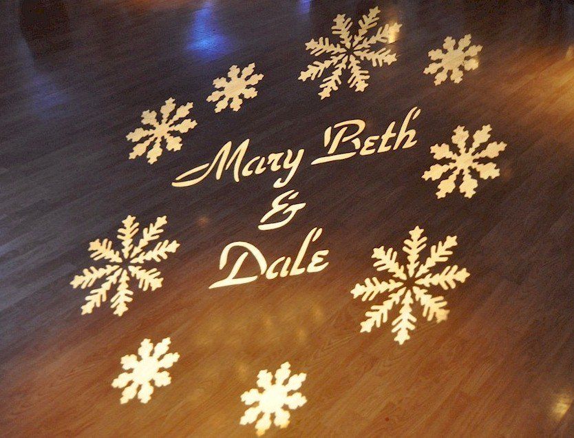 customized gobo monogram projection at The Oaks Golf Links, Somersworth, NH