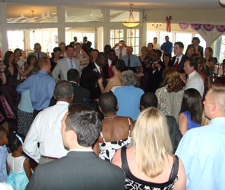 ma wedding guests DJ dancing at Point Breeze Boat Club, Webster, Massachusetts