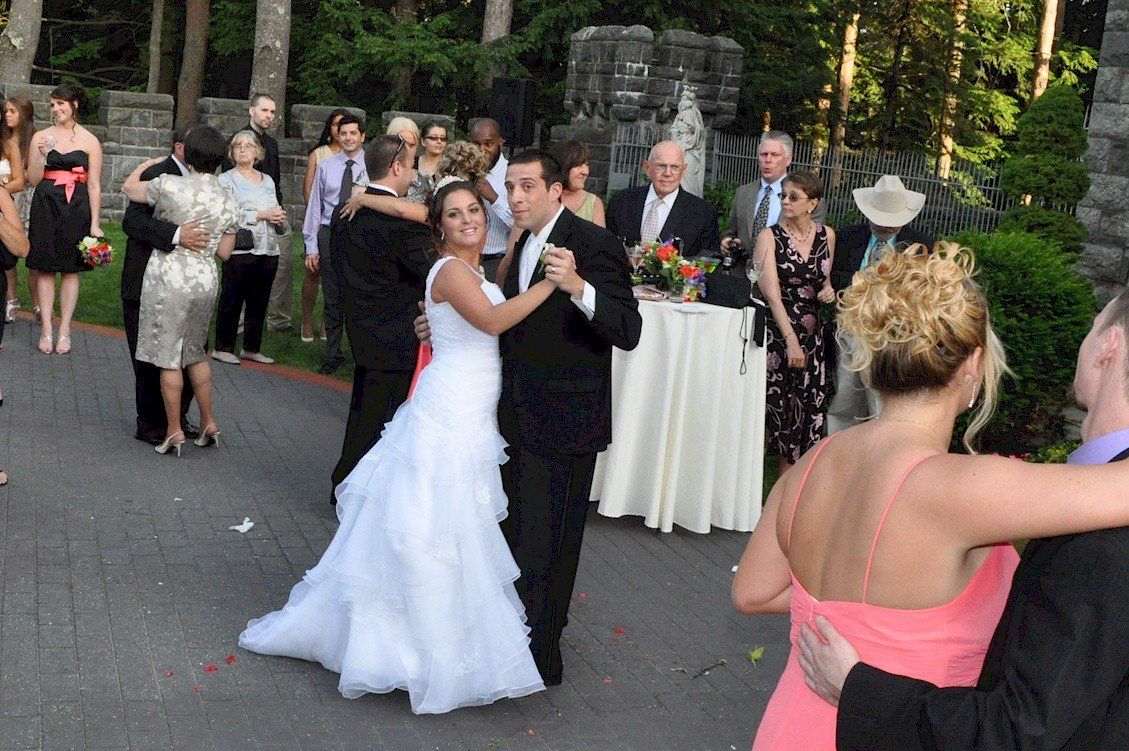 bride and groom first dance at Searles Castle, Windham, New Hampshire