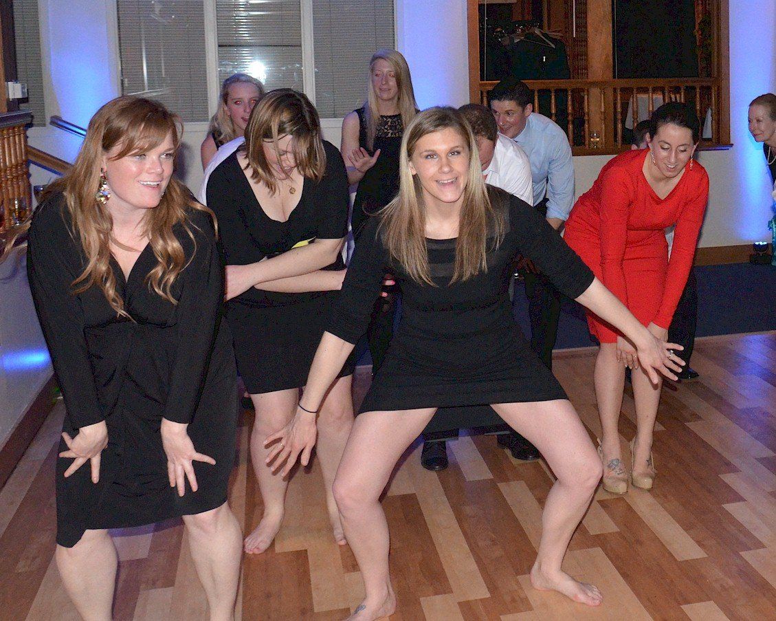 NH Wedding DJ line dancing at Three Chimneys Inn, Durham, NH