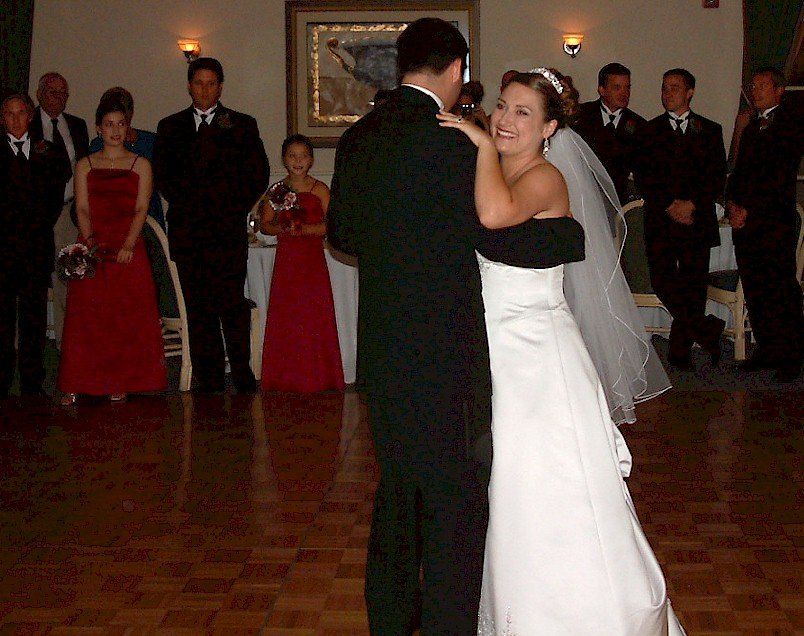 bride and groom Wedding Ceremony MA wedding DJ at Waverly Oaks Golf Club, Plymouth, MA