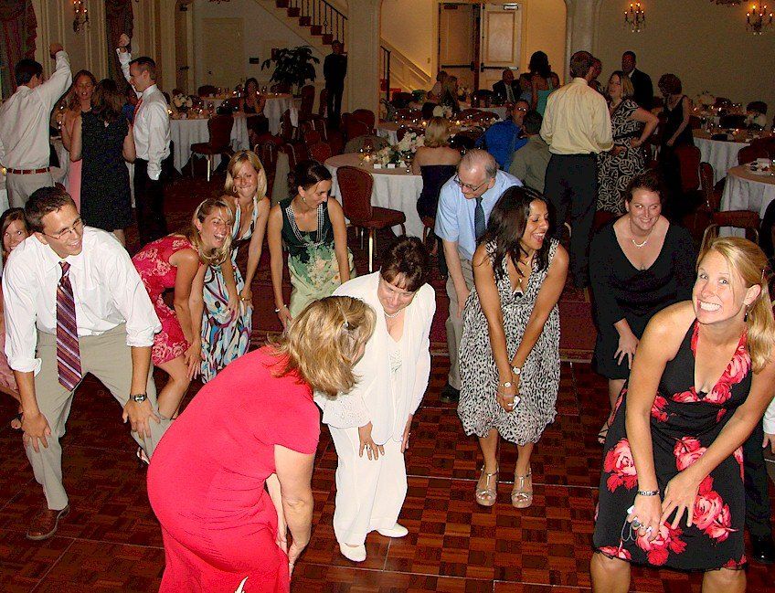 wedding guests dancing at Wentworth By The Sea, New Castle, NH