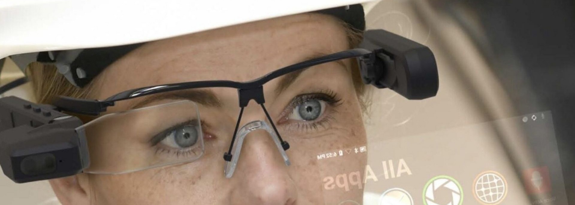Picture of factory worker wearing smart glasses